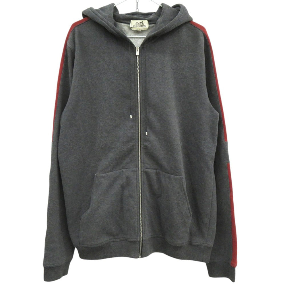 HERMES Hoodie 647610JA82XL cotton gray Zip Hoodie mens XL