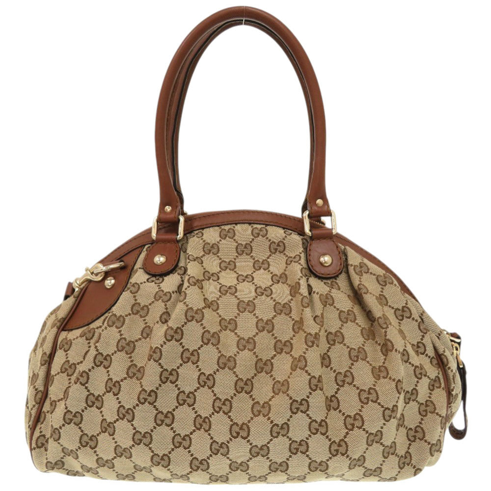 GUCCI Shoulder Bag 223974 GG canvas, leather beige 2WAY Sukey Women