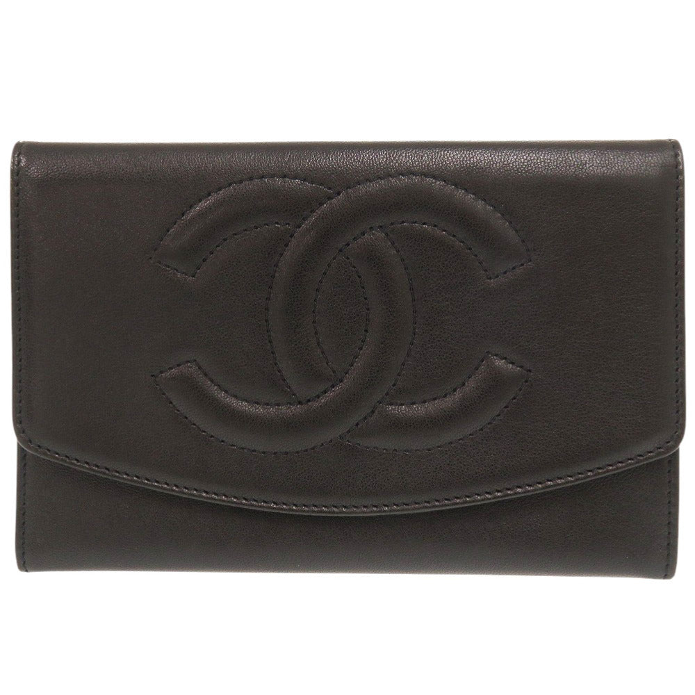 CHANEL Bifold Wallet lambskin black COCO Mark Women