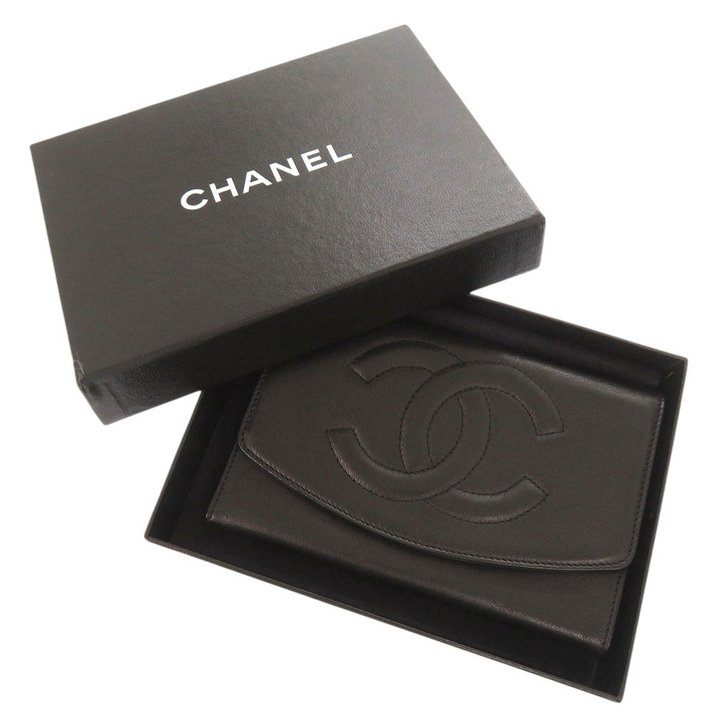 CHANEL Bifold Wallet lambskin black COCO Mark Women