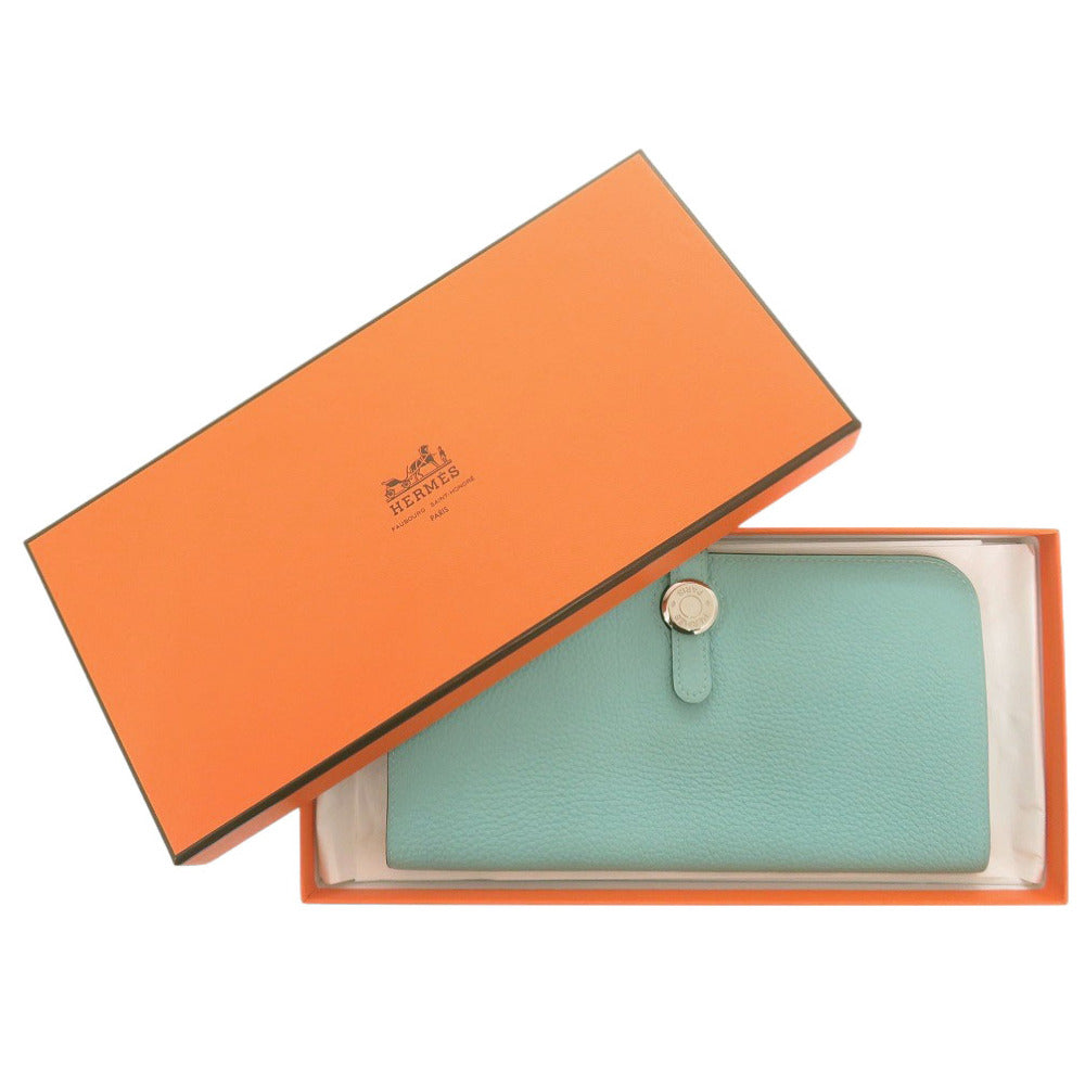 HERMES Long Wallet Purse Togo Blue Atoll Dogon Long Women