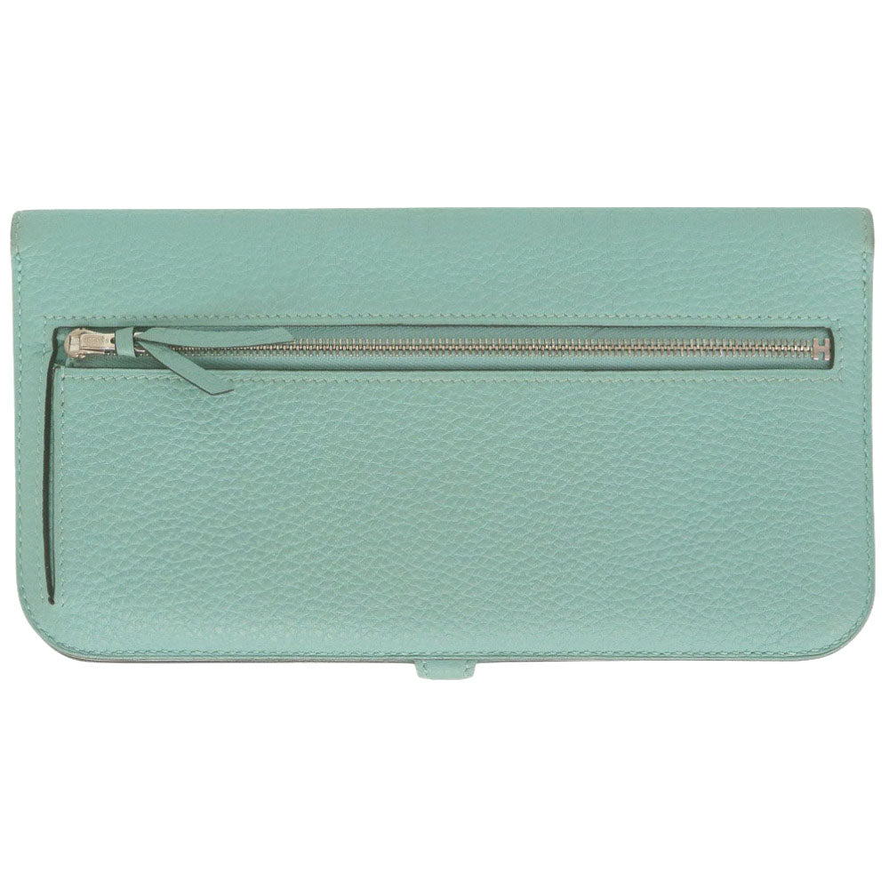 HERMES Long Wallet Purse Togo Blue Atoll Dogon Long Women