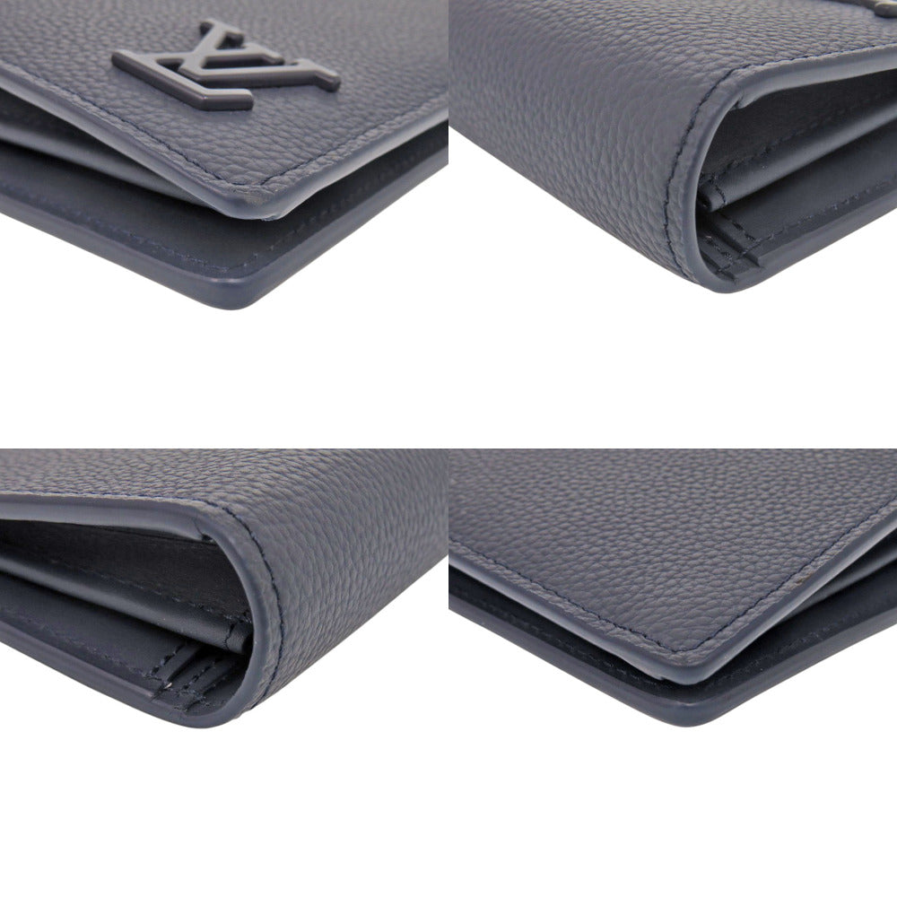 LOUIS VUITTON Long Wallet Purse M81810 Taurillon Clemence Leather Navy Portefeuille Plaza mens
