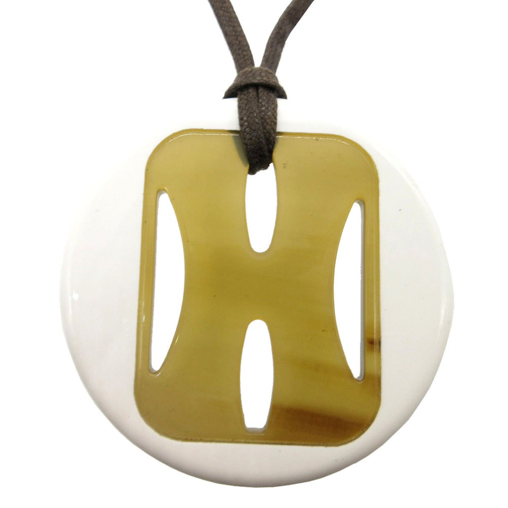 HERMES Necklace Buffalo horn white Buffalo horn Women
