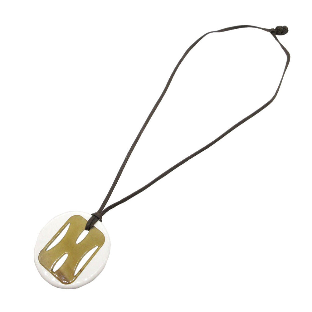 HERMES Necklace Buffalo horn white Buffalo horn Women
