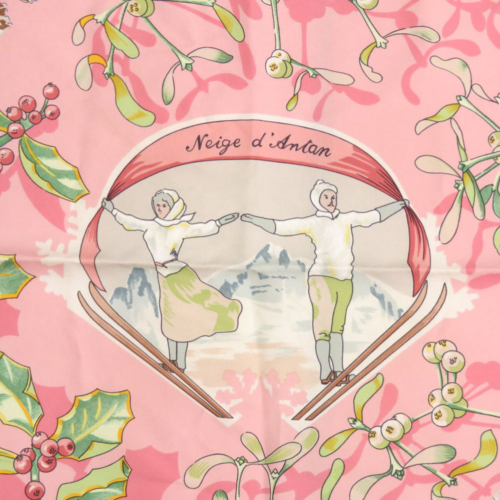 HERMES scarf silk pink Carre90 Neige d' Antan Last year's snow Women