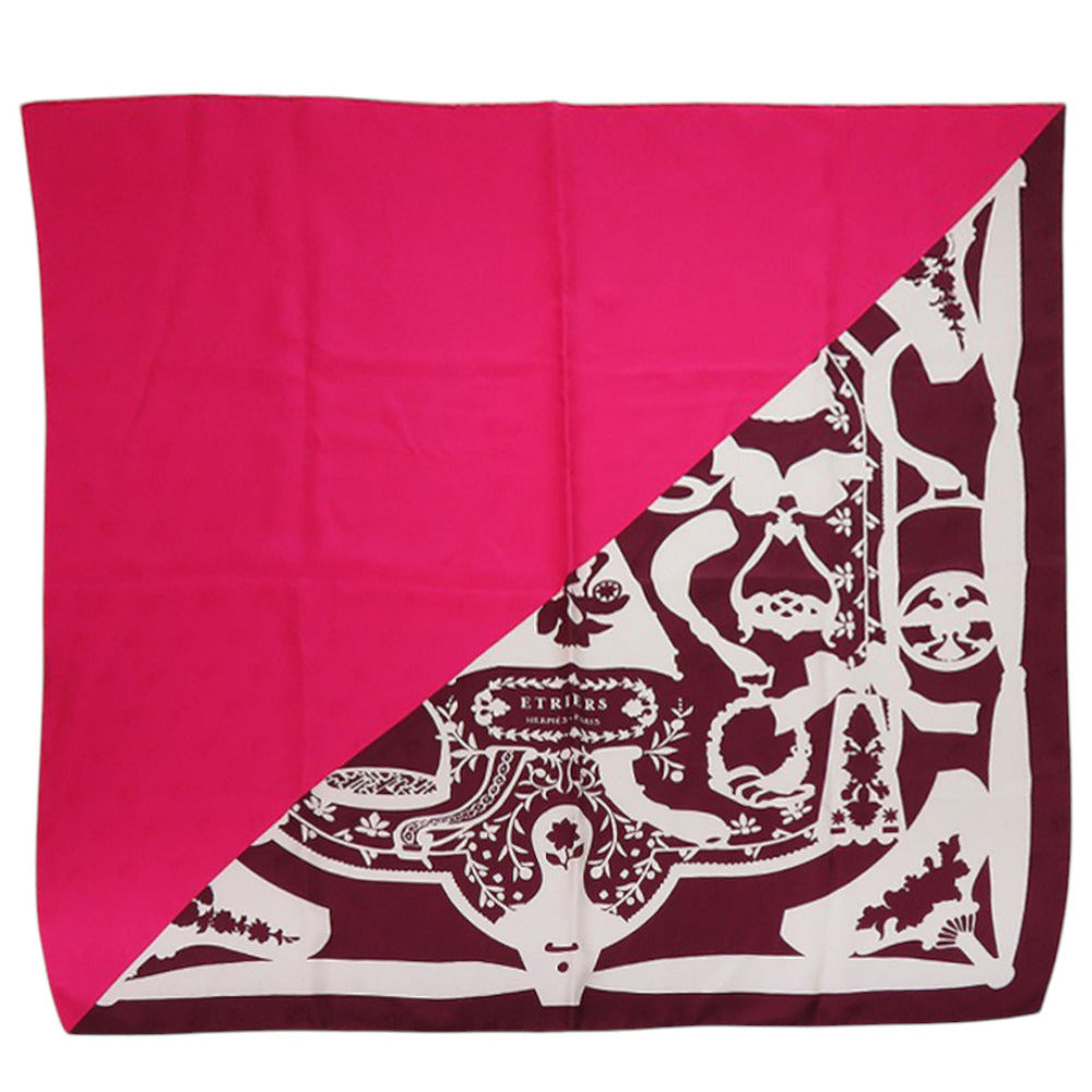 HERMES scarf silk pink Carre90 Cadridge Etrier Tattoo