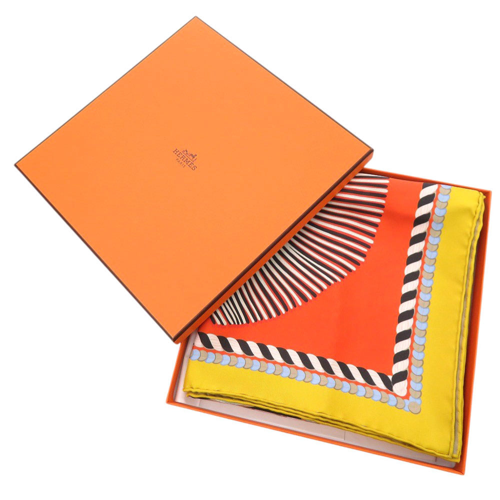 HERMES scarf silk Orange Carre90 Double Face Gala Epaulettes Women