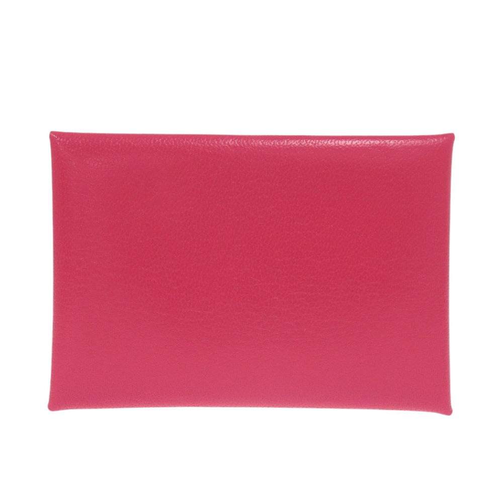 HERMES Card Case Calfskin Rose Extreme Calvi duo