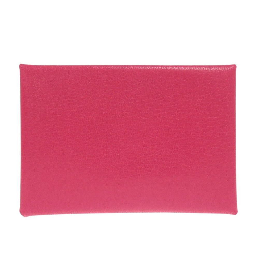 HERMES Card Case Calfskin Rose Extreme Calvi duo