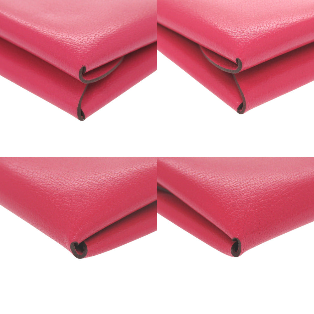 HERMES Card Case Calfskin Rose Extreme Calvi duo