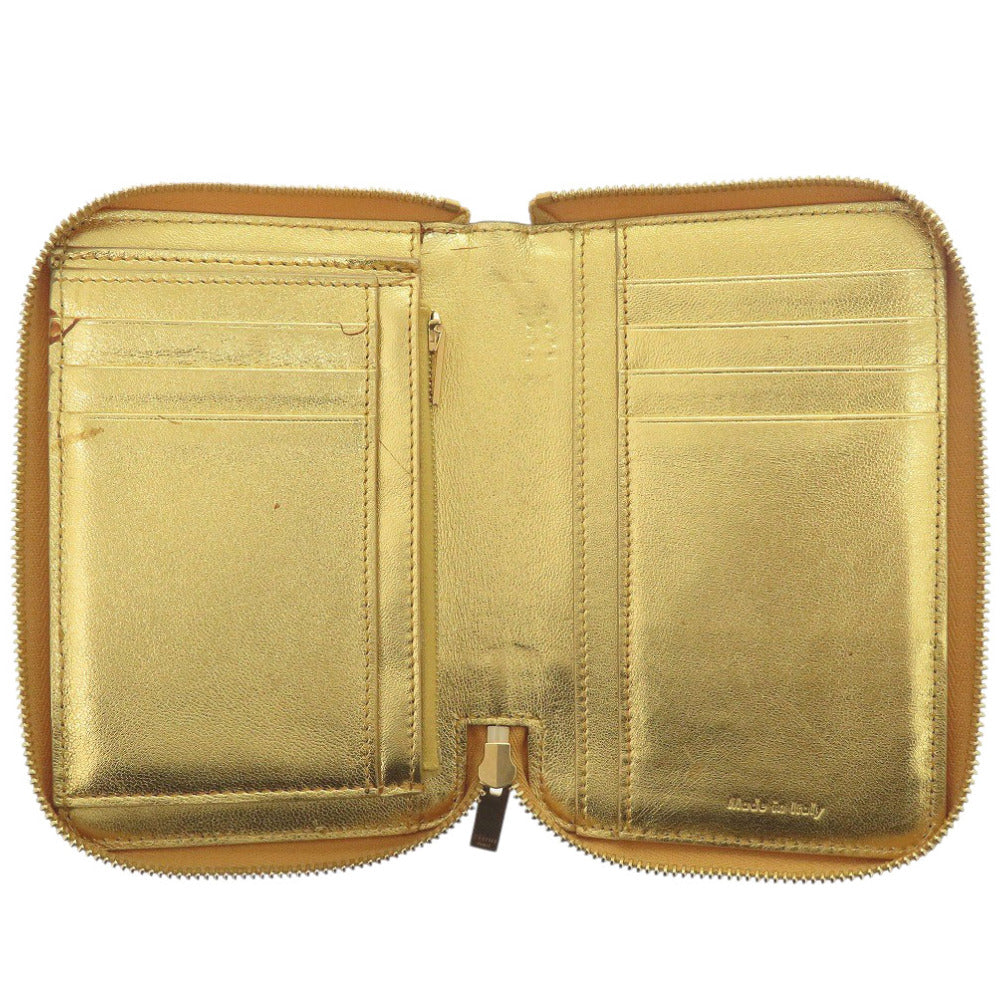 CELINE Bifold Wallet S-TN-1113 leather gold Zip Around Women
