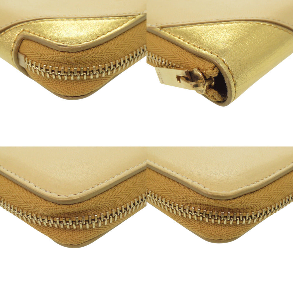 CELINE Bifold Wallet S-TN-1113 leather gold Zip Around Women