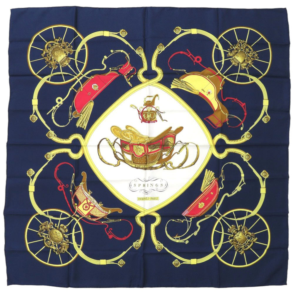 HERMES scarf silk Navy Carre90 SPRINGS Women