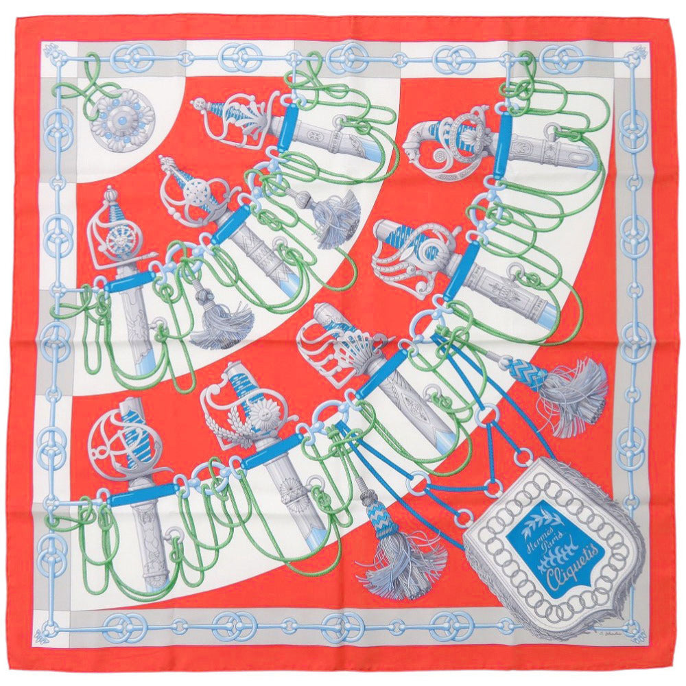 HERMES scarf silk Orange type Carre90 Cricketis Women