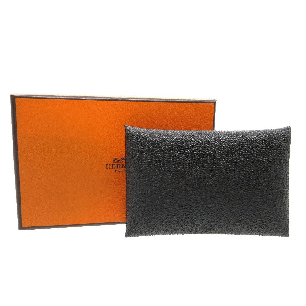 HERMES Card Case Shave black Calvi mens