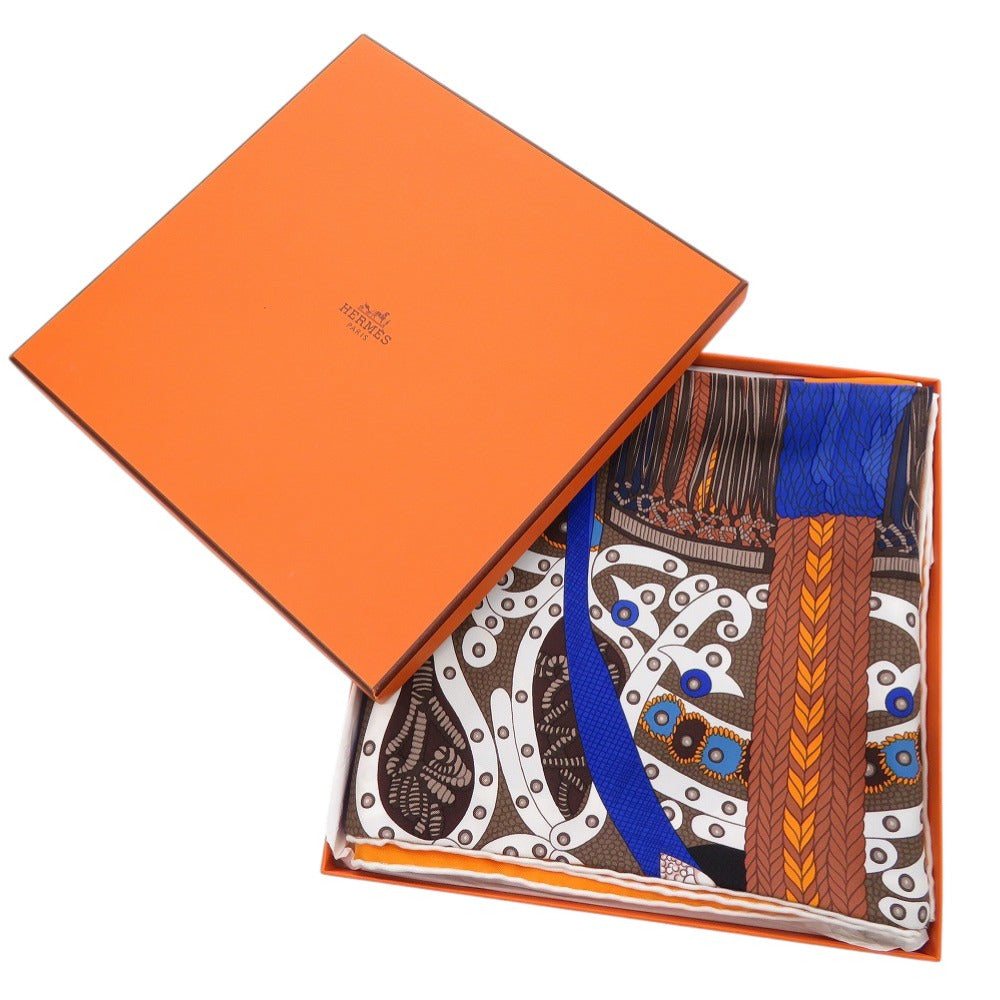 HERMES scarf silk Orange Carre90 DIGNITAIRE Saddle of the Dignitary Women
