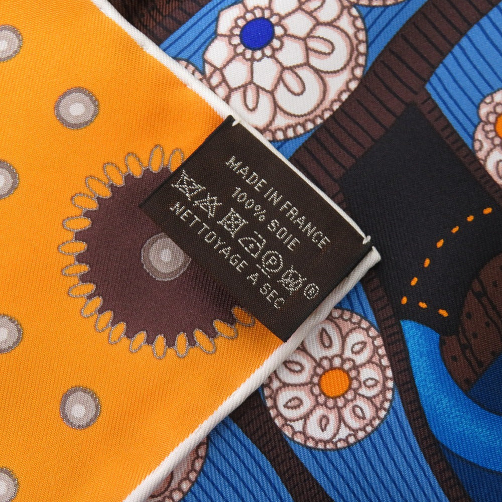 HERMES scarf silk Orange Carre90 DIGNITAIRE Saddle of the Dignitary Women
