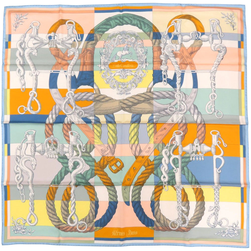 HERMES scarf silk Orange Carre90 Double Face Della Cavalleria Women