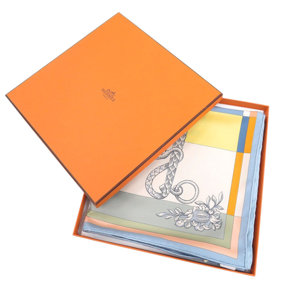 HERMES scarf silk Orange Carre90 Double Face Della Cavalleria Women