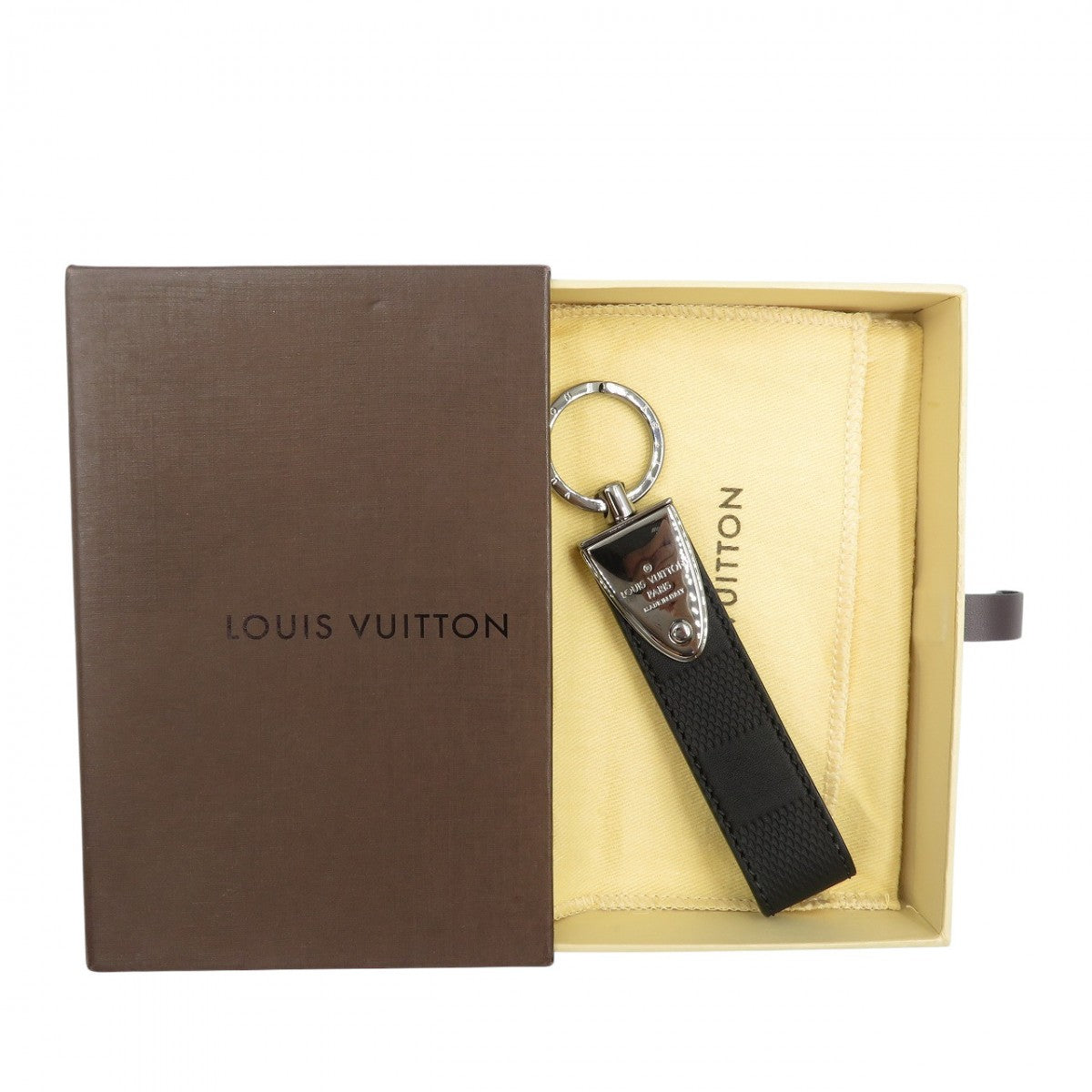 LOUIS VUITTON key ring M65051 Damier Anfini black Damier Anfini Porto Cre Dragonne unisex(Unisex)