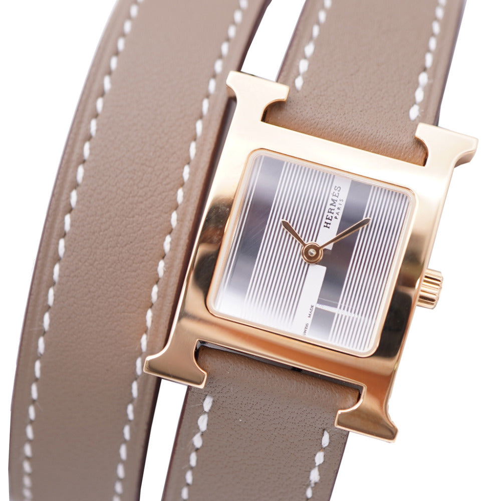 HERMES Watches Quartz HH1.202c Stainless Steel , Leather Silver Quartz H watch Deburuturu Silver dial Women