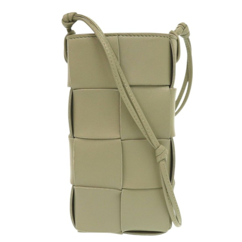 BOTTEGAVENETA Shoulder Bag leather khaki Cassette Phone Pouch Women