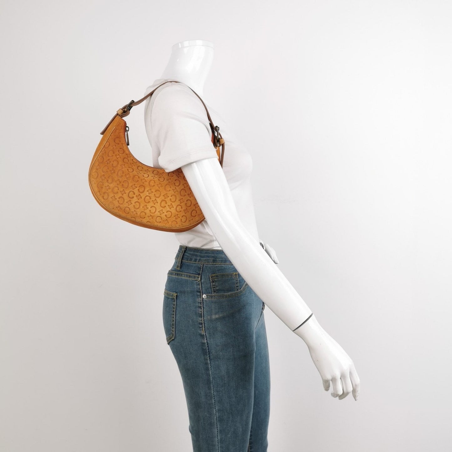 Celine Ava Hobo Pumpkin Caramel Brown Suede Leather Vintage Shoulder Bag