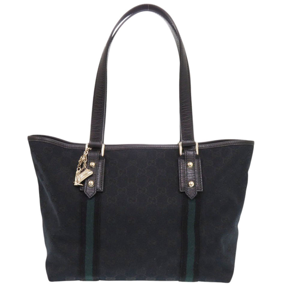 GUCCI Tote Bag 137396 canvas black GG Sherry line Women