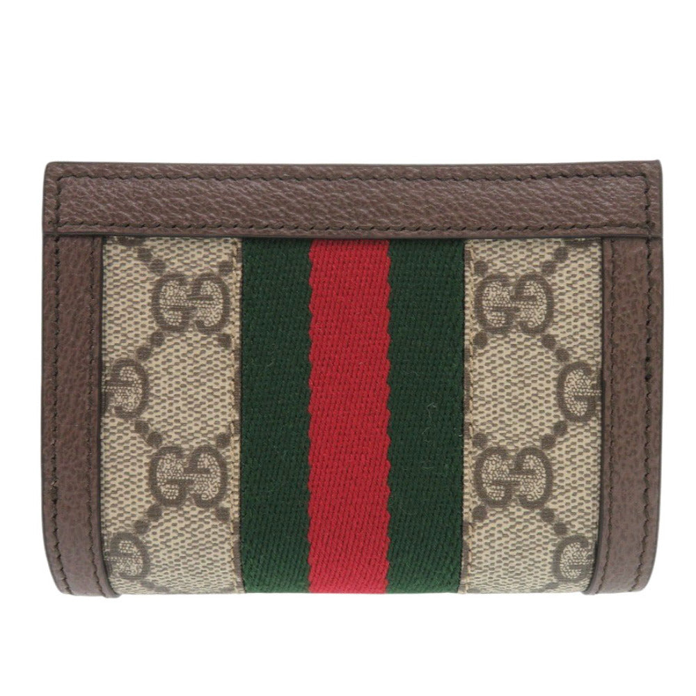 GUCCI Bifold Wallet 813296 PVC coated canvas, leather Brown GG Supreme Ophidia medium Women