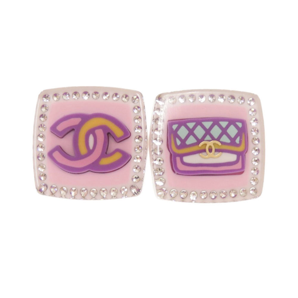 CHANEL Pierce Plastic, Rhinestone pink COCO Mark Matrasse motif Women