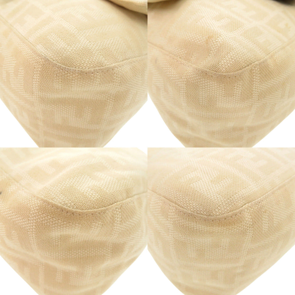 FENDI Shoulder Bag Canvas, Leather beige Mamma Bucket Zucca Pattern Women