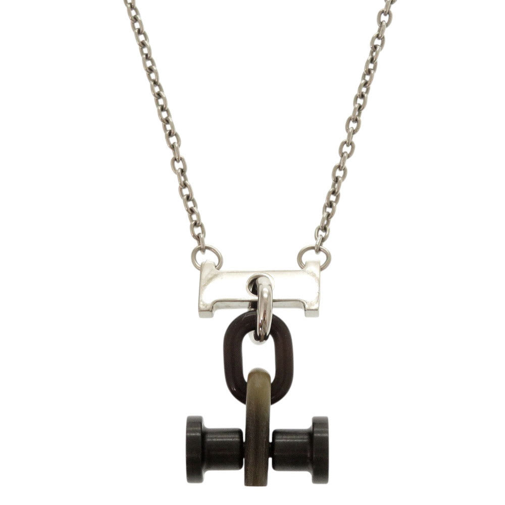 HERMES Necklace Metal, Buffalo Horn Silver Mobile H mens