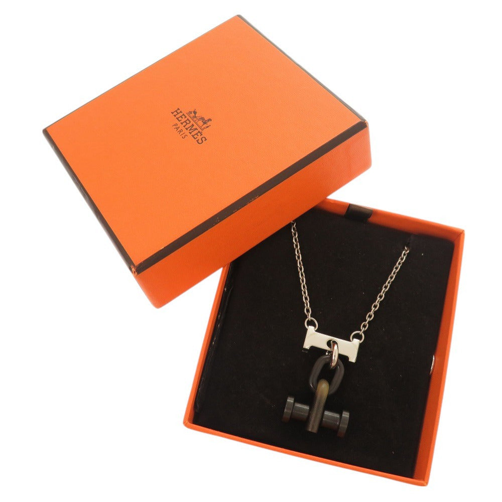 HERMES Necklace Metal, Buffalo Horn Silver Mobile H mens