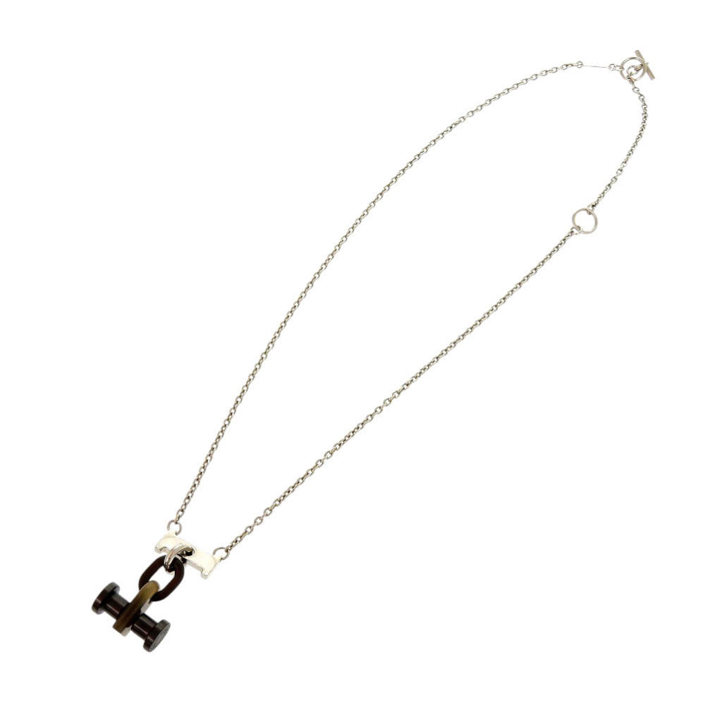 HERMES Necklace Metal, Buffalo Horn Silver Mobile H mens