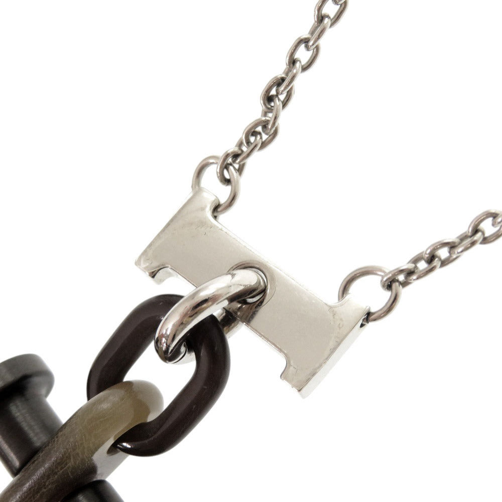 HERMES Necklace Metal, Buffalo Horn Silver Mobile H mens