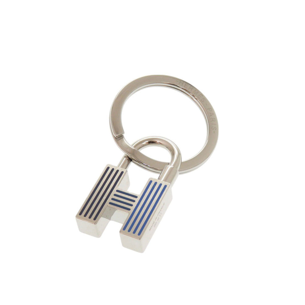 HERMES key ring 077309FP metal Silver Quiz Rainbow Kanade Women