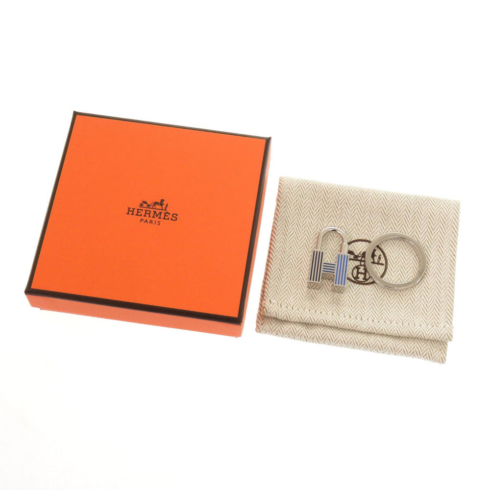 HERMES key ring 077309FP metal Silver Quiz Rainbow Kanade Women