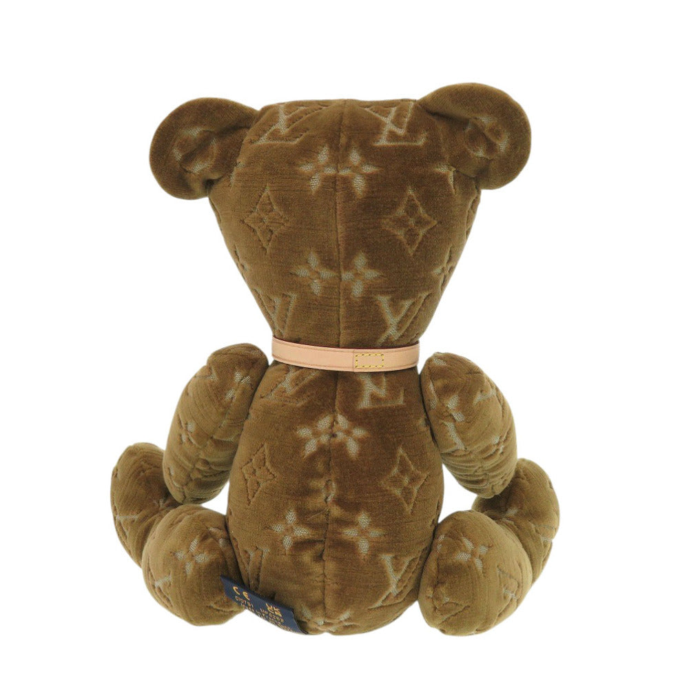 LOUIS VUITTON Plush Doll GI0791 leather Brown Monogram Doudou Teddy Bear