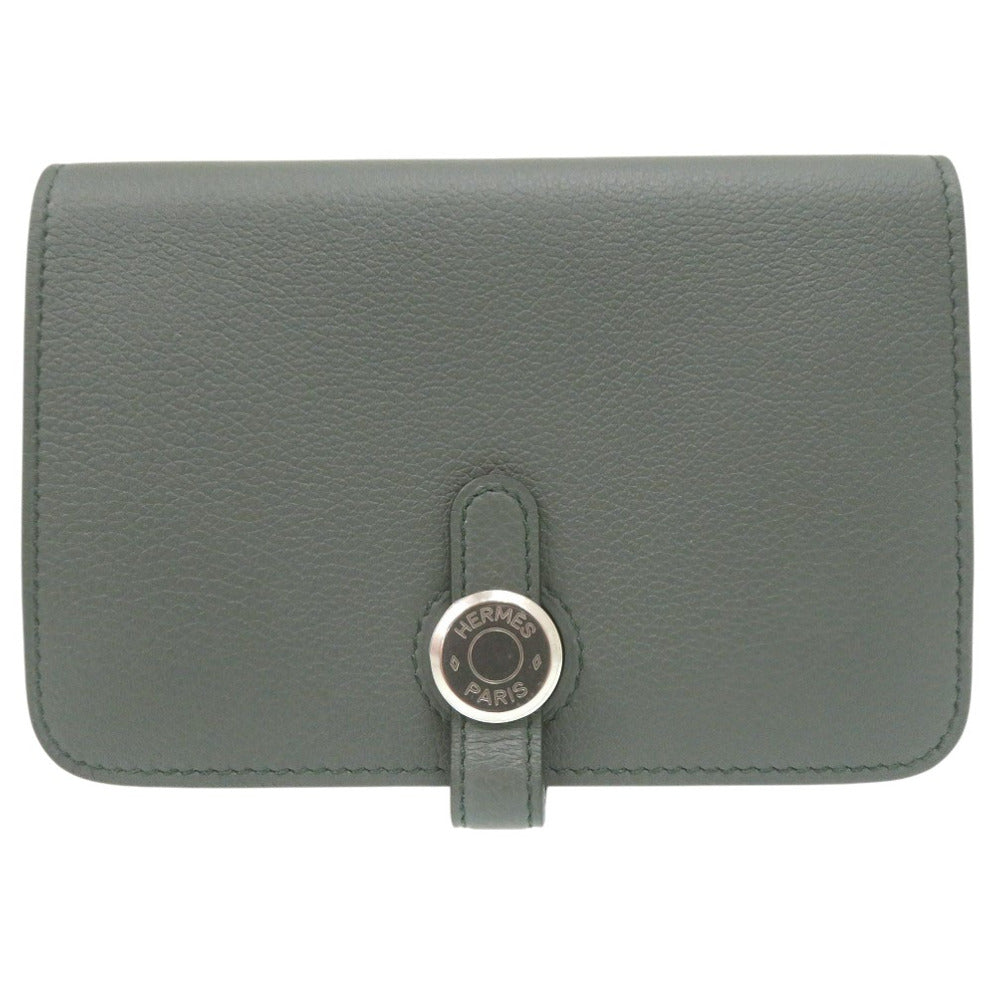 HERMES Coin case leather Vert Amande Evercolor Dogon compact