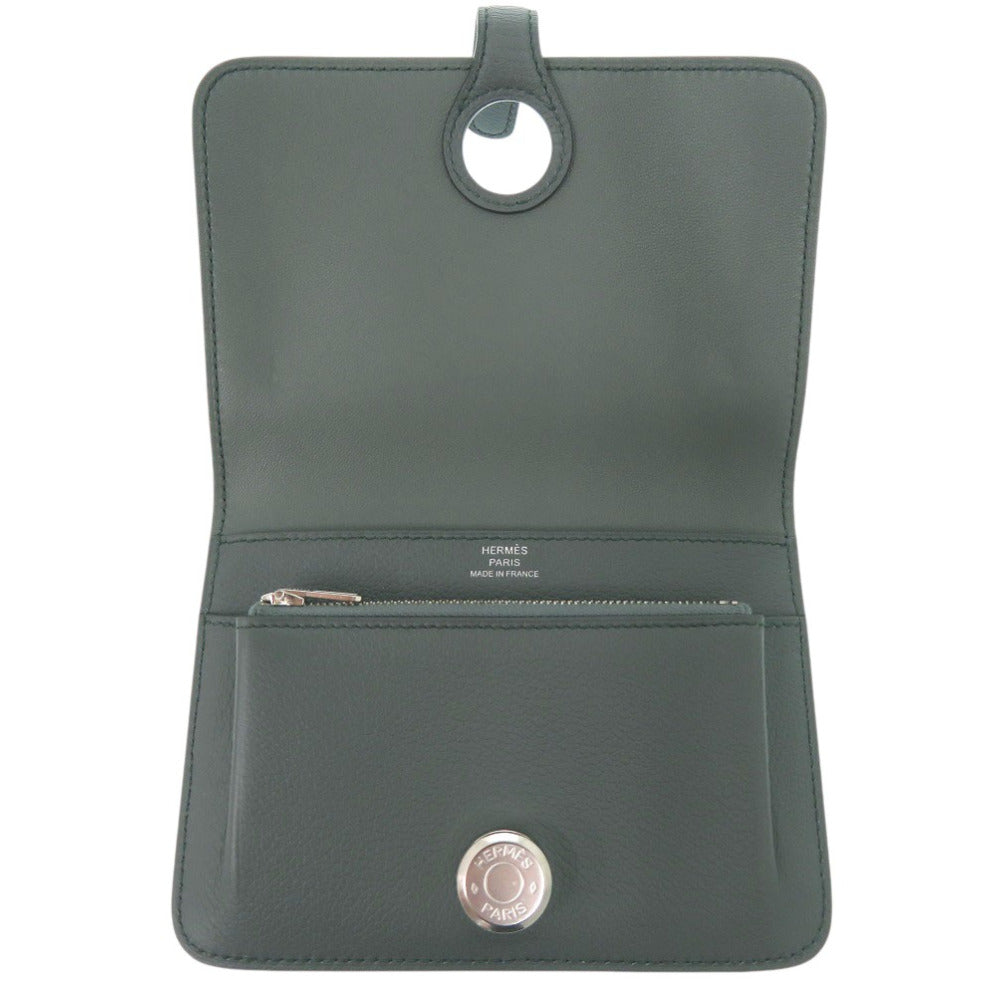HERMES Coin case leather Vert Amande Evercolor Dogon compact