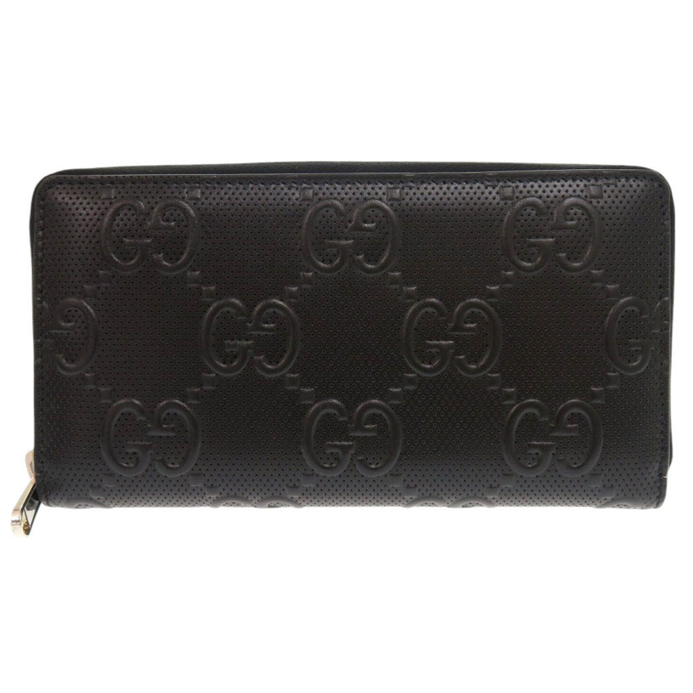 GUCCI Long Wallet Purse 625558 leather black Zip Around Women