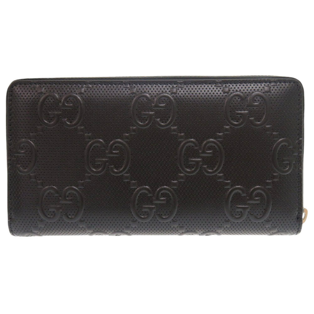 GUCCI Long Wallet Purse 625558 leather black Zip Around Women
