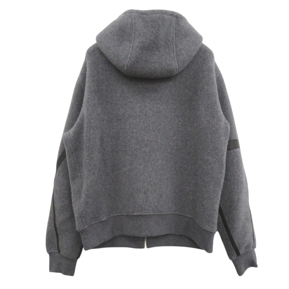 HERMES Hoodie 32-5733 wool gray Knitted hooded zip-up Hoodie mens M
