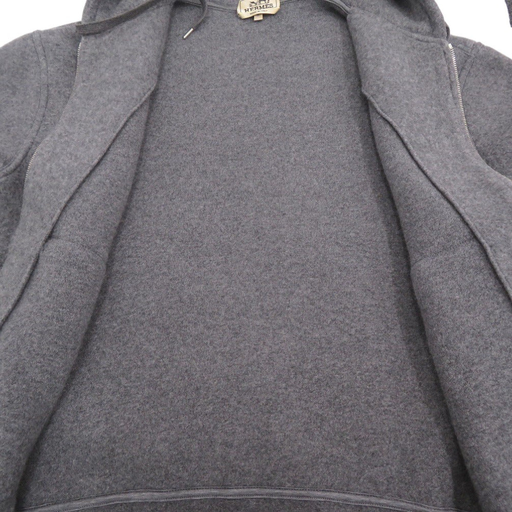 HERMES Hoodie 32-5733 wool gray Knitted hooded zip-up Hoodie mens M