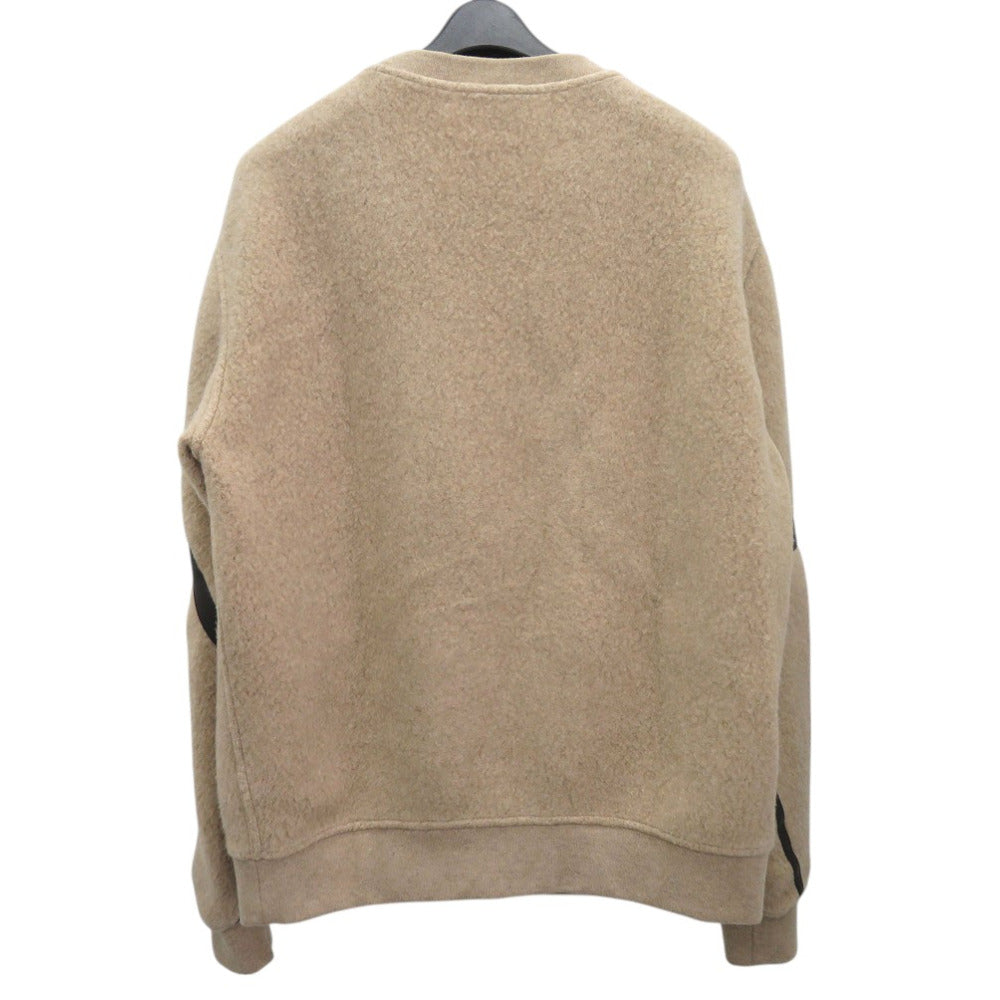 HERMES knit wool beige Crewneck Round Neck Sweater Pocket Piping Pullover Knit Pullover Crewneck Sweater mens S