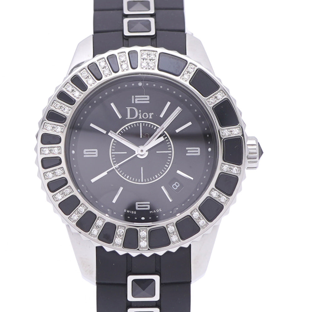Dior Watches Quartz CD113115 Stainless Steel, Rubber black Quartz crystal diamond bezel black dial Women