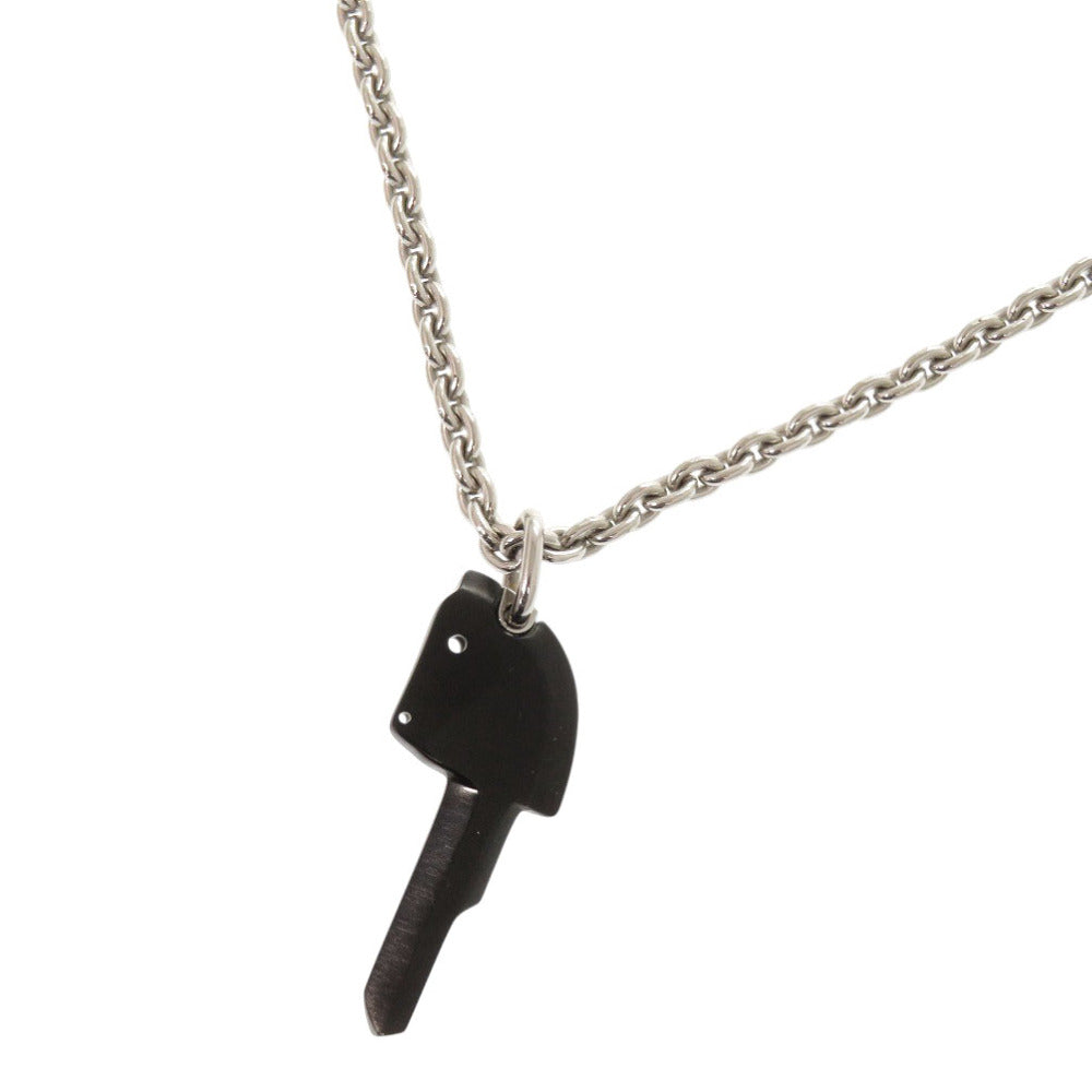 HERMES Necklace Stainless Steel Silver Cle Cheval Women
