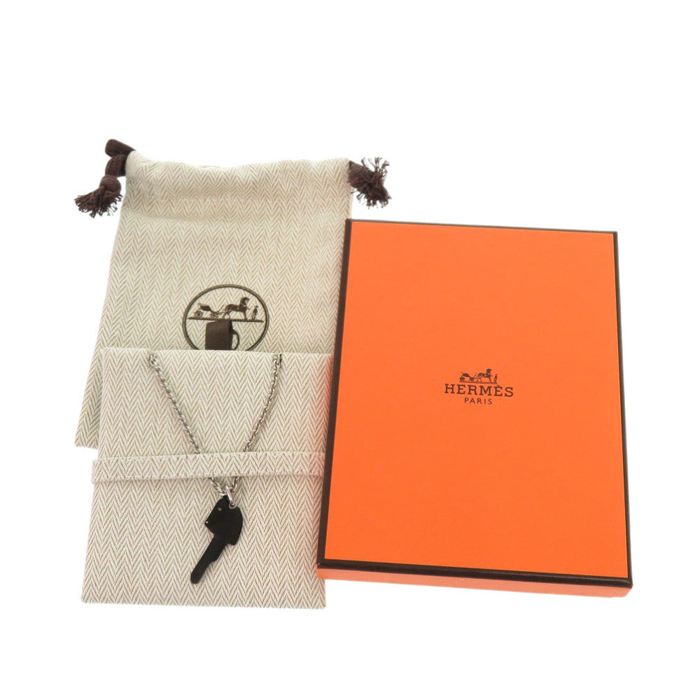 HERMES Necklace Stainless Steel Silver Cle Cheval Women