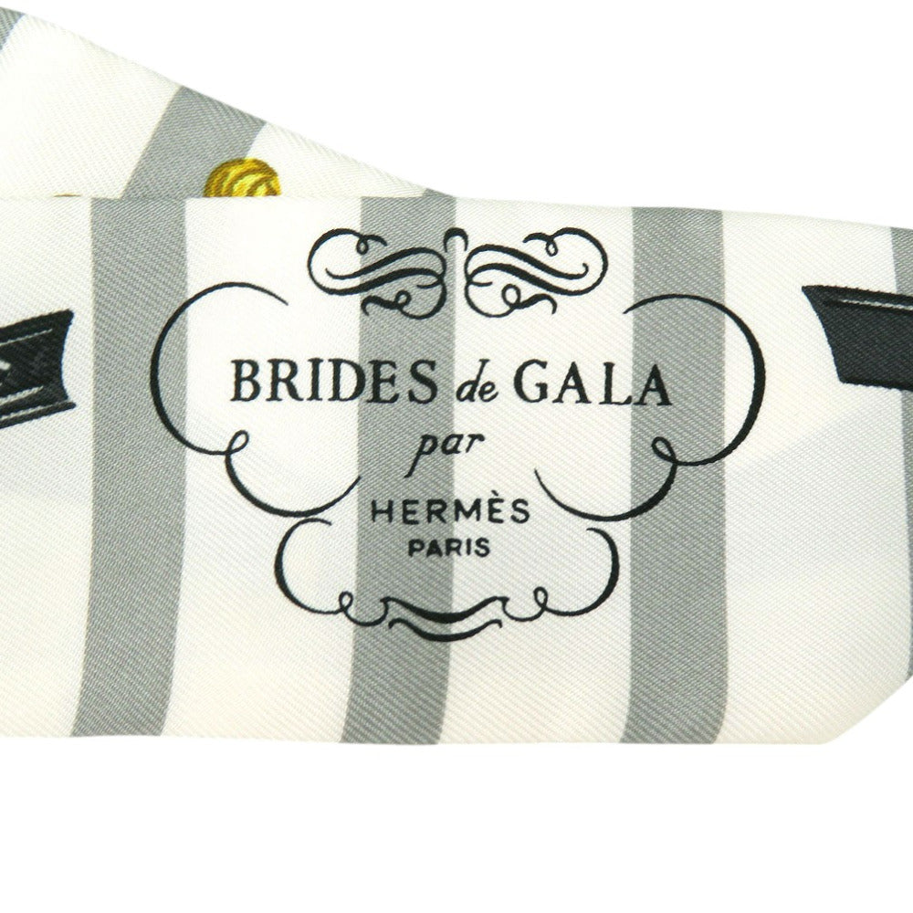 HERMES scarf silk gray BRIDES de GAL
